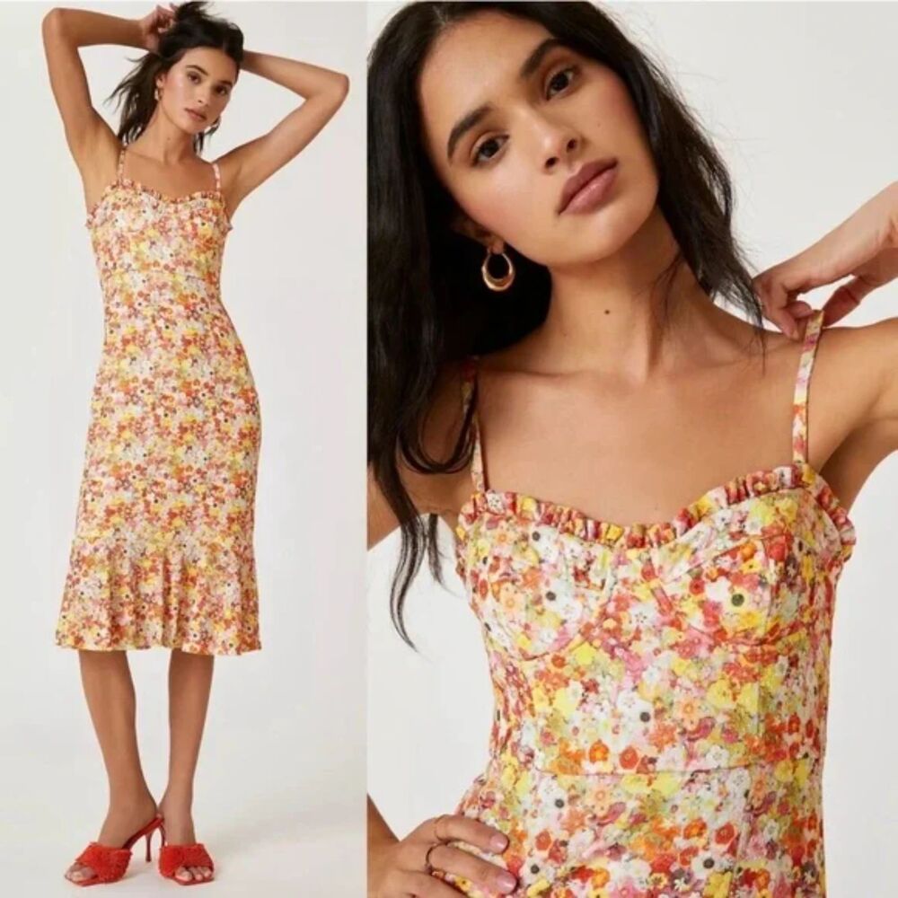Anthropologie Hutch Selene Floral Midi Dress Size Small